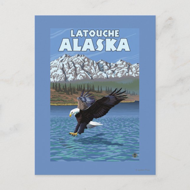 Postal Buceo con águila calva - Latouche, Alaska (Anverso)
