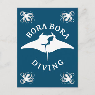 Postal Buceo Con Manta En Bora Bora