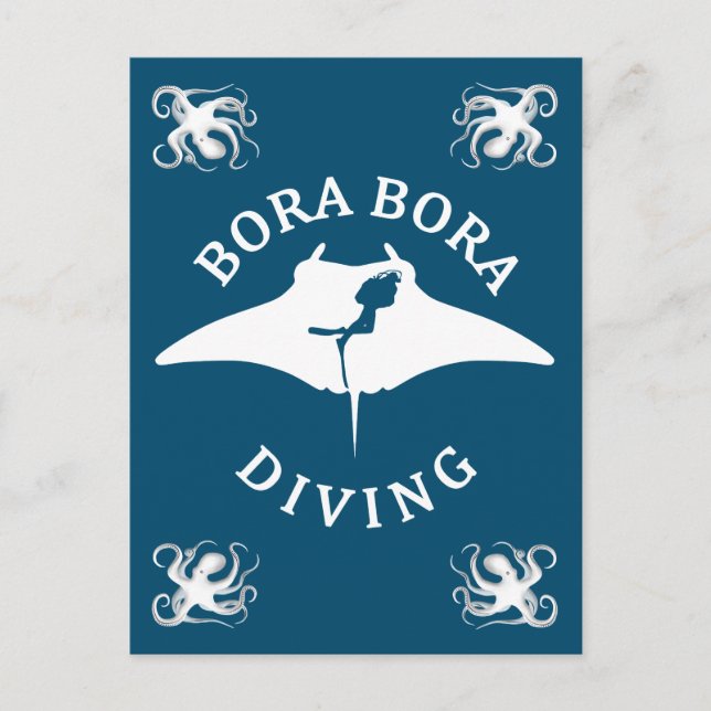 Postal Buceo Con Manta En Bora Bora (Anverso)