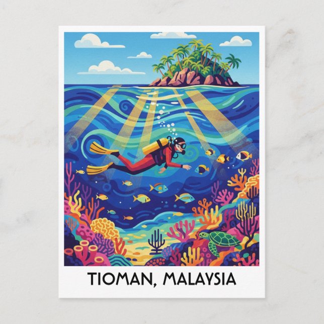 Postal Buceo en Tioman Malasia (Anverso)