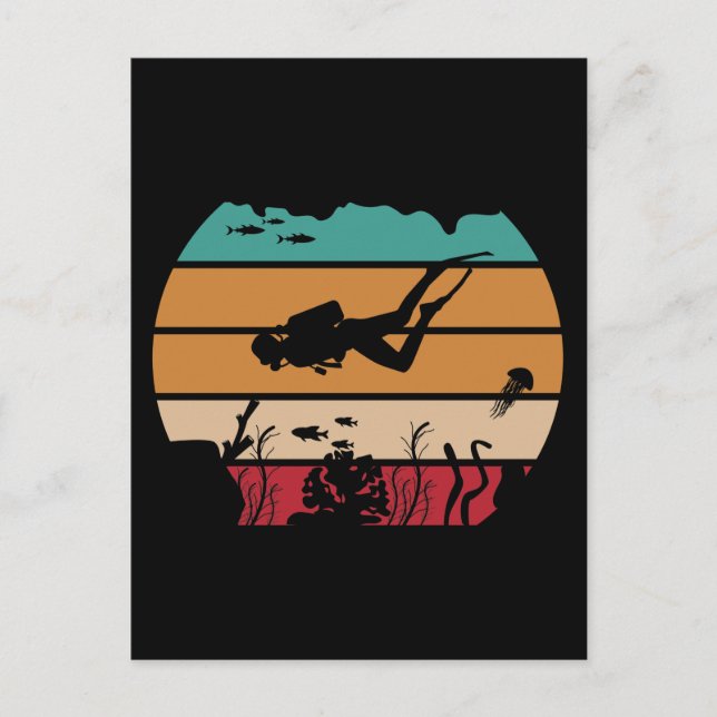 Postal Buceo Retro de buceo Océano Scuba (Anverso)