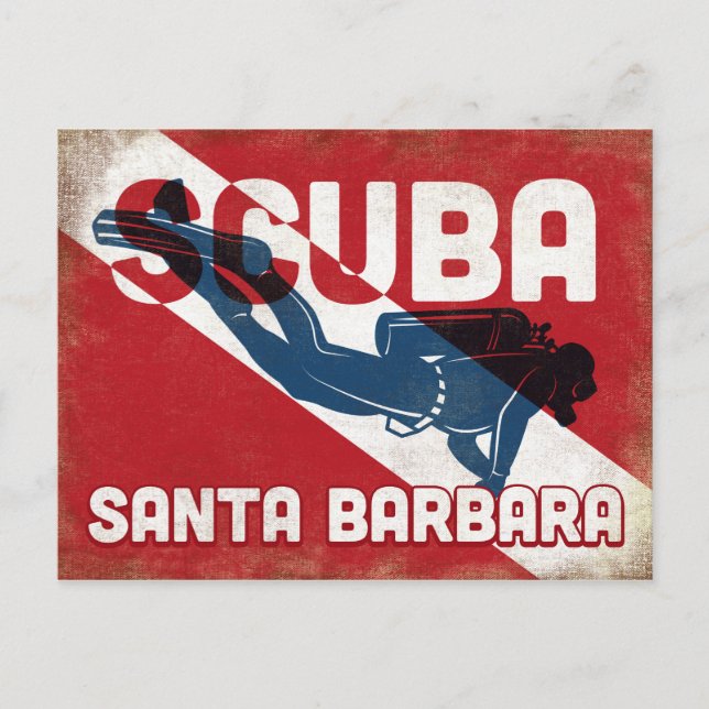 Postal Buceo Santa Barbara Scuba - Retro Azul (Anverso)