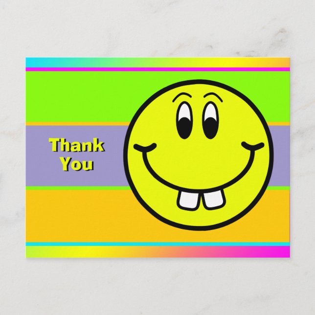 Postal Buck Teeth Sonriente Emoji facial Gracias Postcard (Anverso)