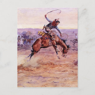 Postal “Bucking Bronco” Arte de Vaquero por Charles Russe