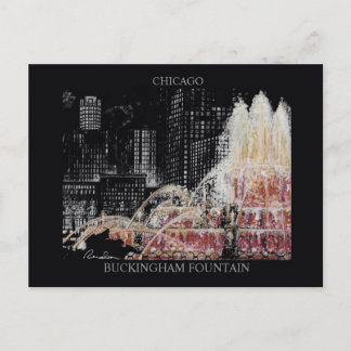 Postal Buckingham Fountain Postcard Randsom Keith Art