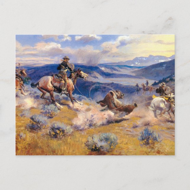 Postal Bucles de Charles M. Russell y caballos Swift (191 (Anverso)
