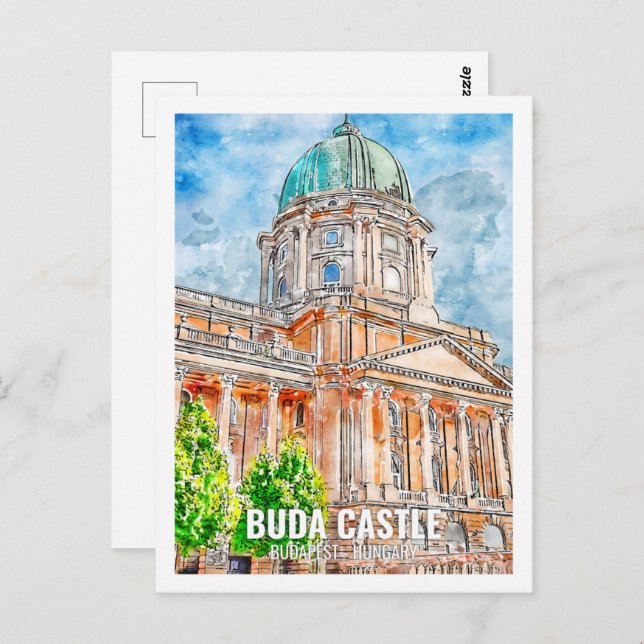 Postal Buda Castle Budapest Travel Place Watercolor (Anverso / Reverso)