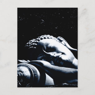 Postal Buda durmiendo, cielo lleno de estrellas /Budismo