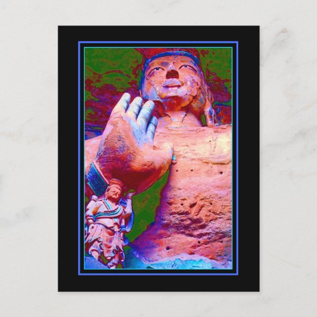 Postal Buda gigante en las cuevas de Yungang China (Anverso)