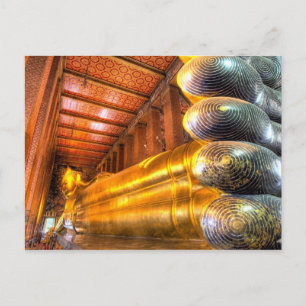 Postal Buda gigante reclinado dentro del templo, Wat Pho,