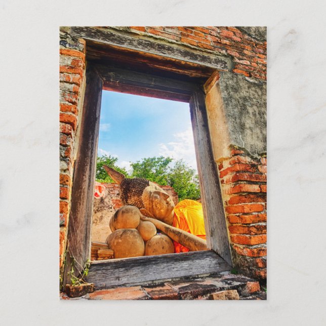 Postal Buda Recostado, Ayutthaya (Anverso)