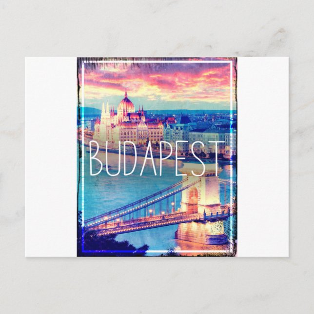 Postal Budapest, afiche vintage (Anverso)