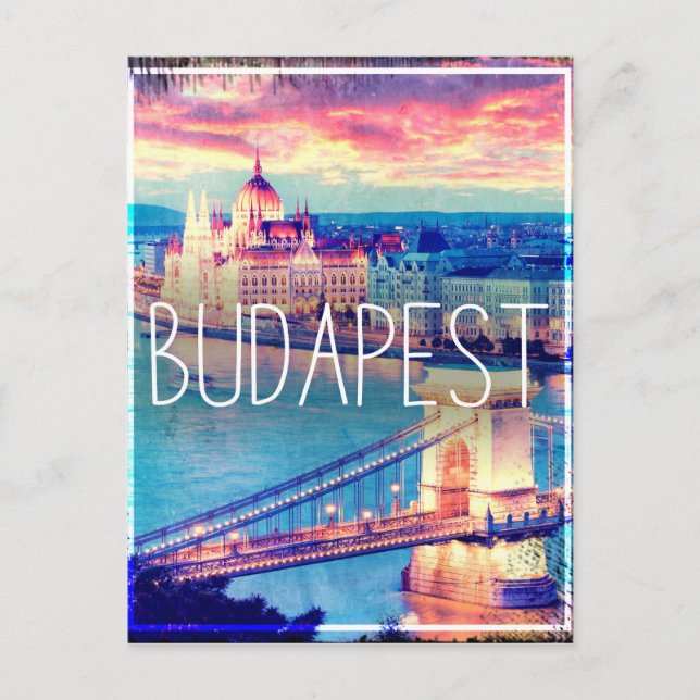 Postal Budapest, afiche vintage (Anverso)