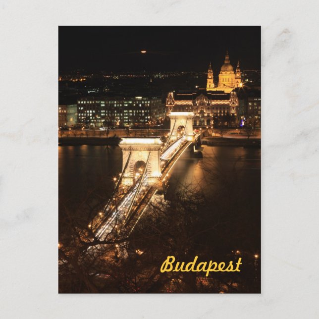 Postal Budapest de noche (Anverso)