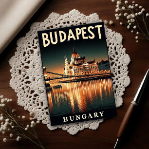 Postal Budapest de Noche – Un Viaje Vintage