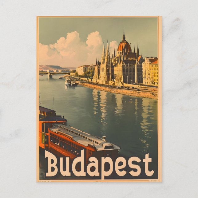 Postal Budapest: El río Danubio y la cosecha del Parlamen (Anverso)