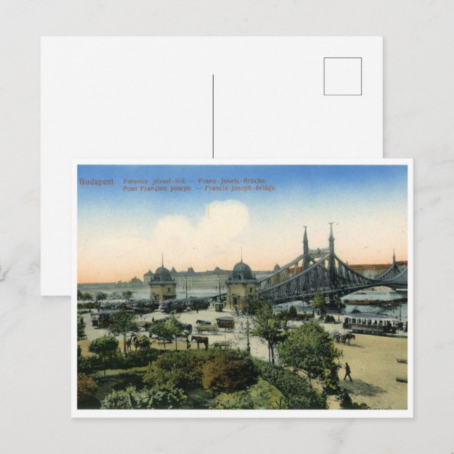 Postal budapest hungary vintage francis joseph bridge (Anverso / Reverso)
