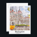 Postal Budapest Hungría: Esbozo de acuarela de arte de vi<br><div class="desc">Budapest Hungría Viaje Ilustracion de dibujo de color acuático de mano dibujado</div>