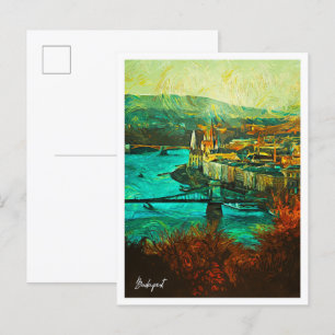 Postal Budapest Hungría Hermoso paisaje de pintura al pet