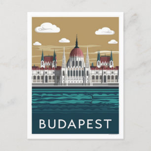 Postal Budapest Hungría Ilustracion estilista