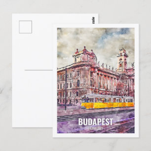Postal Budapest Hungría lugar de viaje acuarela