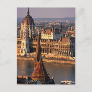 Postal Budapest, Hungría, río Danubio, Parlamento