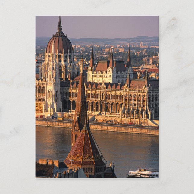 Postal Budapest, Hungría, río Danubio, Parlamento (Anverso)