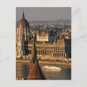 Postal Budapest, Hungría, río Danubio, Parlamento