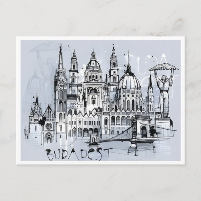 Postal Budapest Hungría Viaje arte Viaje recuerdo retro d (Anverso)