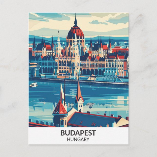 Postal Budapest Hungría Viajes de arte retro (Anverso)