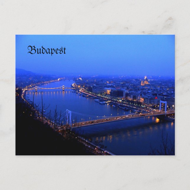 Postal Budapest kilato, Budapest postcard Danubio (Anverso)