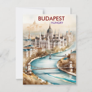 Postal Budapest Skyline Travel Art - Hungría Cityscape