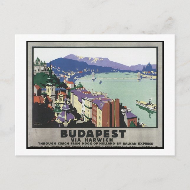 Postal Budapest vía Harwich (Anverso)