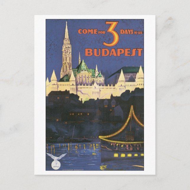 Postal Budapest Vintage Travel Poster (Anverso)