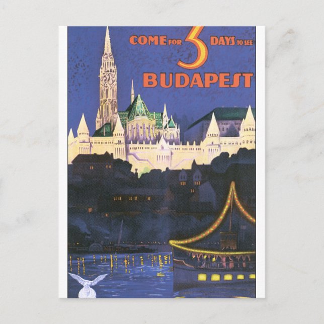 Postal Budapest Vintage Travel Poster (Anverso)