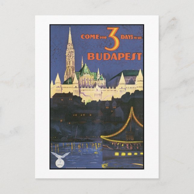 Postal Budapest Vintage Travel Poster (Anverso)