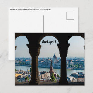 Postal Budapest y parlamento húngaro