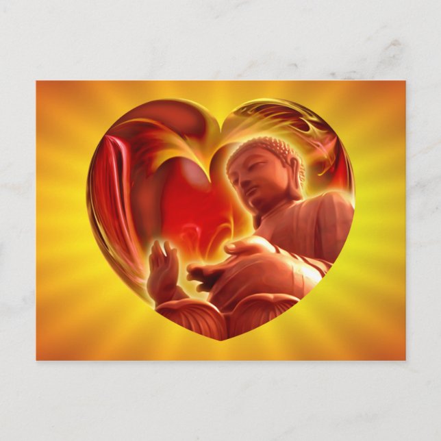 Postal BUDDHA Heart | brillo amarillo (Anverso)