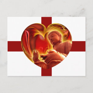 Postal BUDDHA Heart rayas rojas oscuras