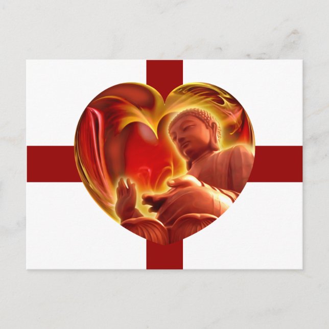 Postal BUDDHA Heart | rayas rojas oscuras (Anverso)