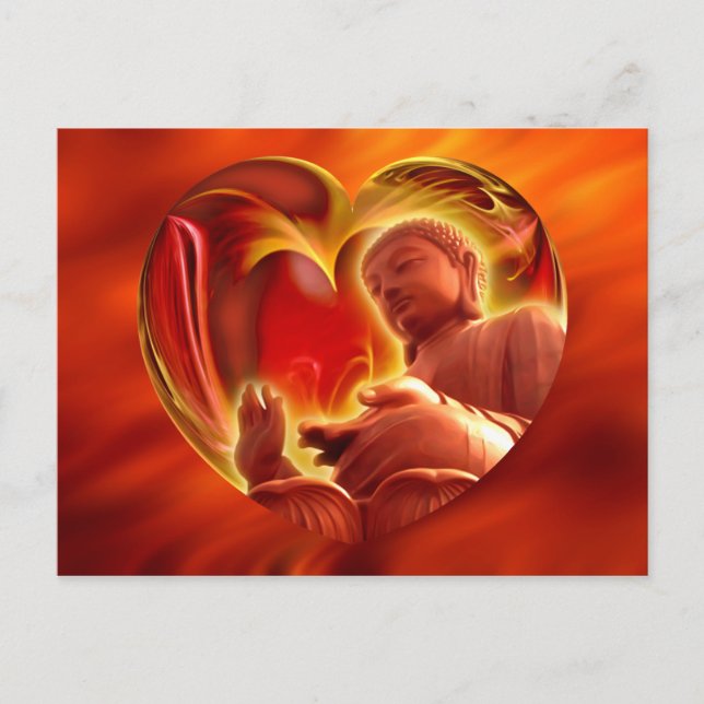Postal BUDDHA Heart | rojo fuego (Anverso)