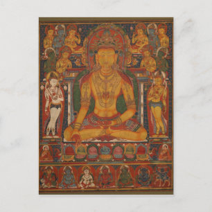 Postal Buddha Ratnasambhava con Deidades de Riqueza