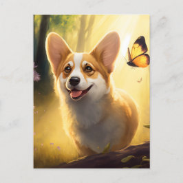 Postal Buddy the Corgi - Whimsical Dog Postcard