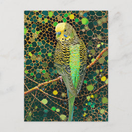 Postal Budgerigar en el estilo de arte de los puntos abor