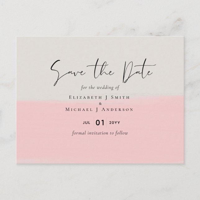 Postal BUDGET Abstract Sage Blush Pink Script Wedding Set (Anverso)