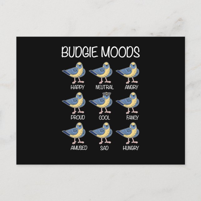 Postal Budgie Moods Budgie Lover Bird Lover (Anverso)