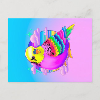 Postal Budgie Neon Postcard