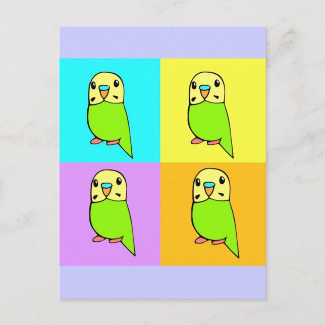 Postal Budgie Pop Art (Anverso)