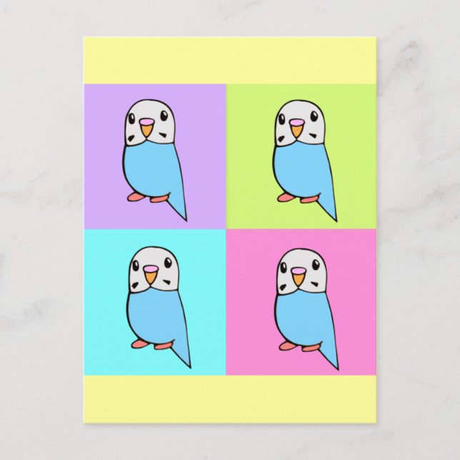 Postal Budgies Pop Art (Anverso)