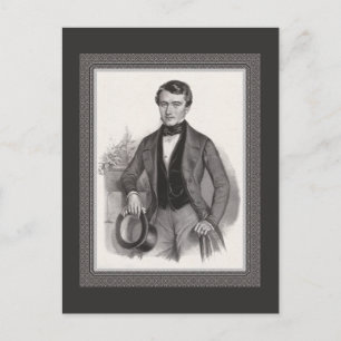 Postal Buen Biedermeier Caballero Elegante Vintage